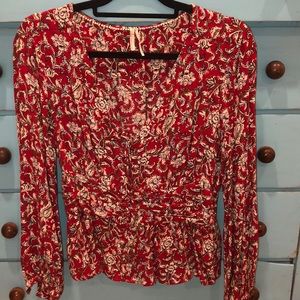 Tie front peasant blouse